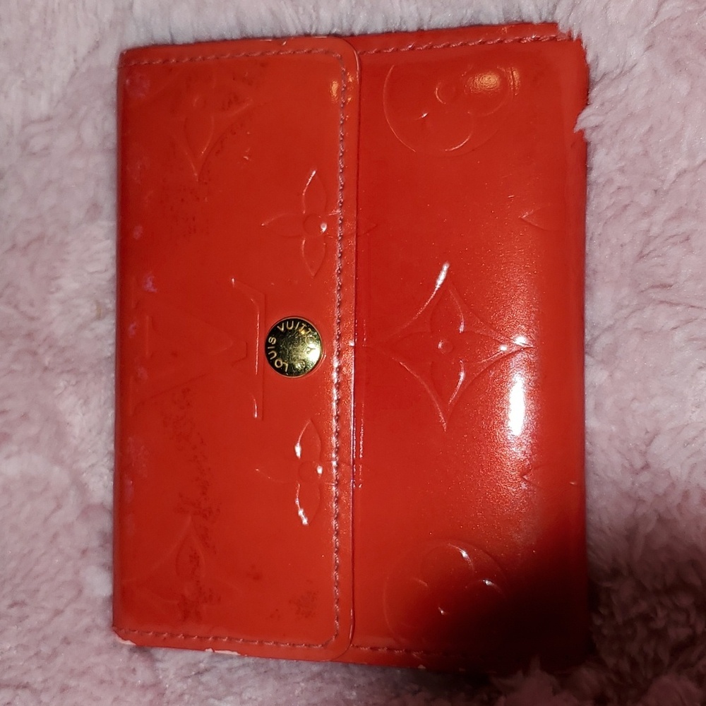 LOUIS VUITTON Vintage Red Snap Wallet w Callouts